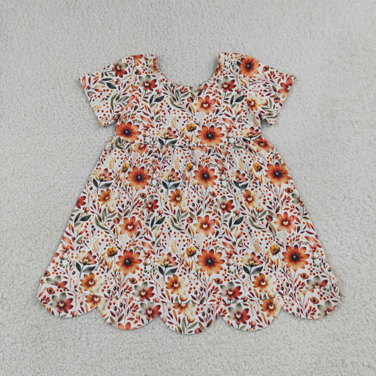 GSD4155 Scallop Flowers Short Sleeve Girls Dress