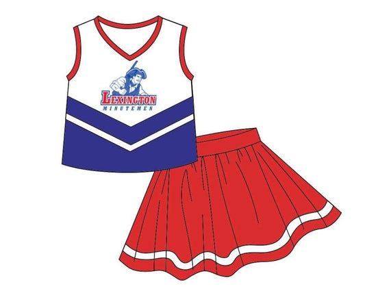 custom S 9.2 Red & blue sleeveless cheerleader dress