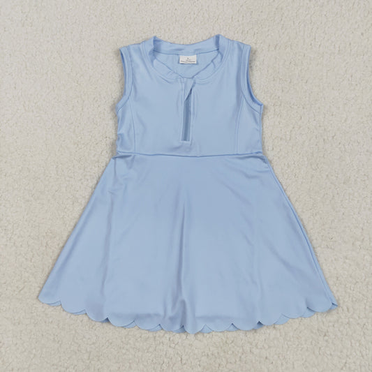 GSD2088 yoga light blue zipper sleeveless with shorts girls dress