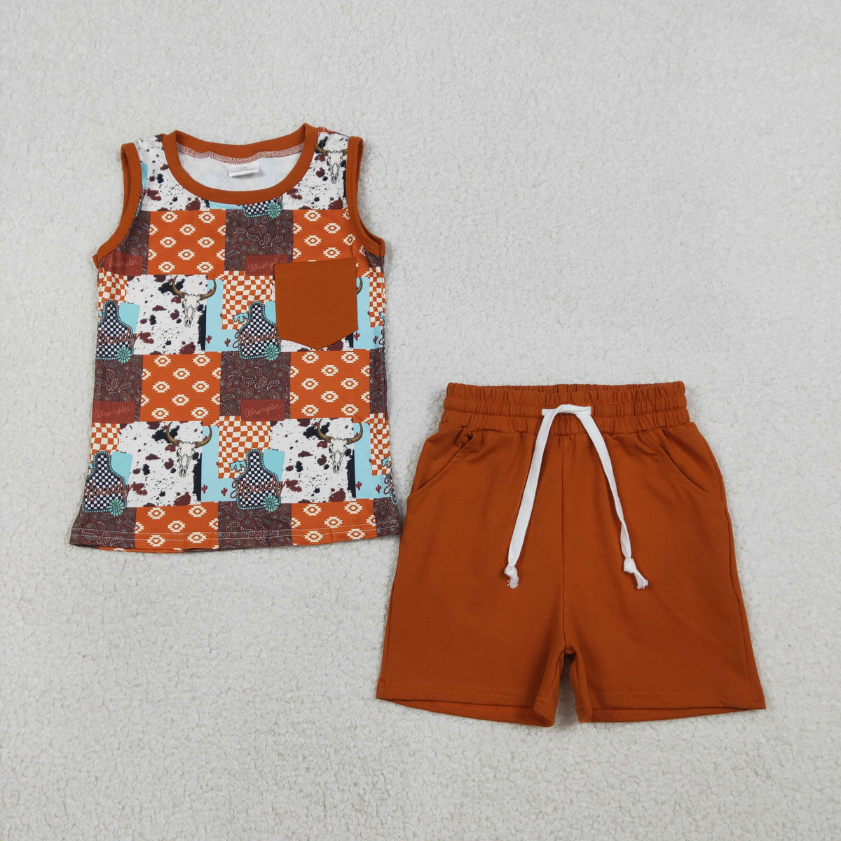 Western Cow Aztec Style Boys Set/Romper Sibling Clothes