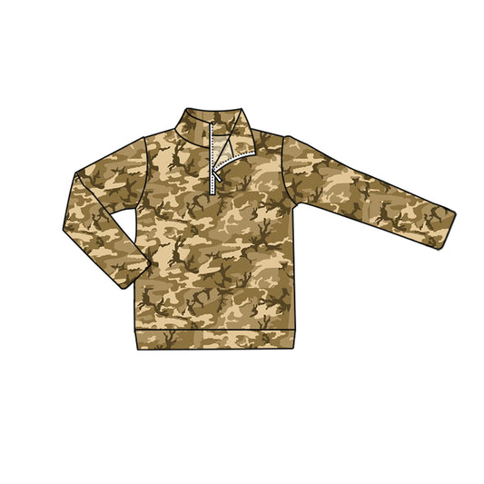 preorder BT0722 brown camo long sleeve boys pullover