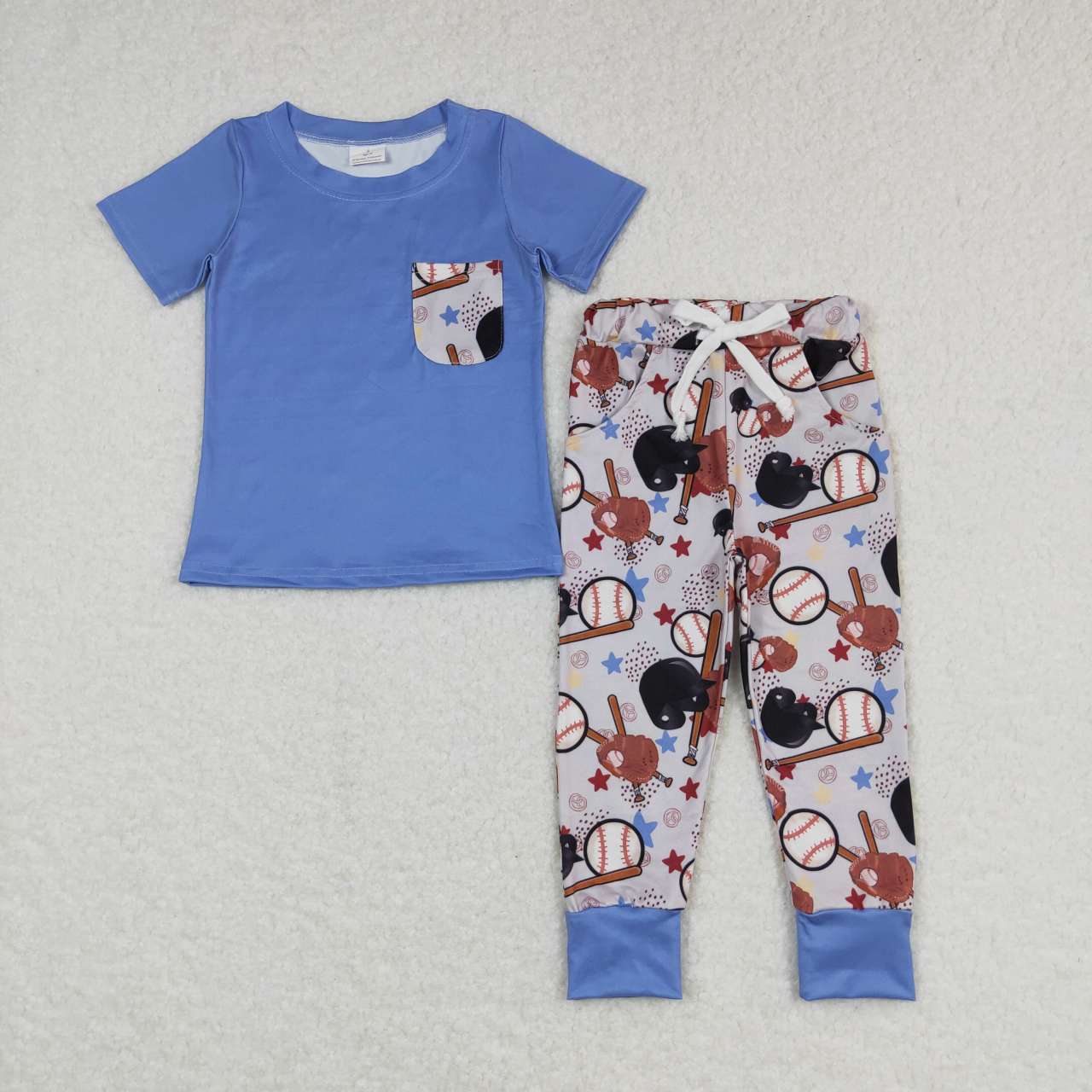 BSPO0164 Baseball blue short sleeve boys set