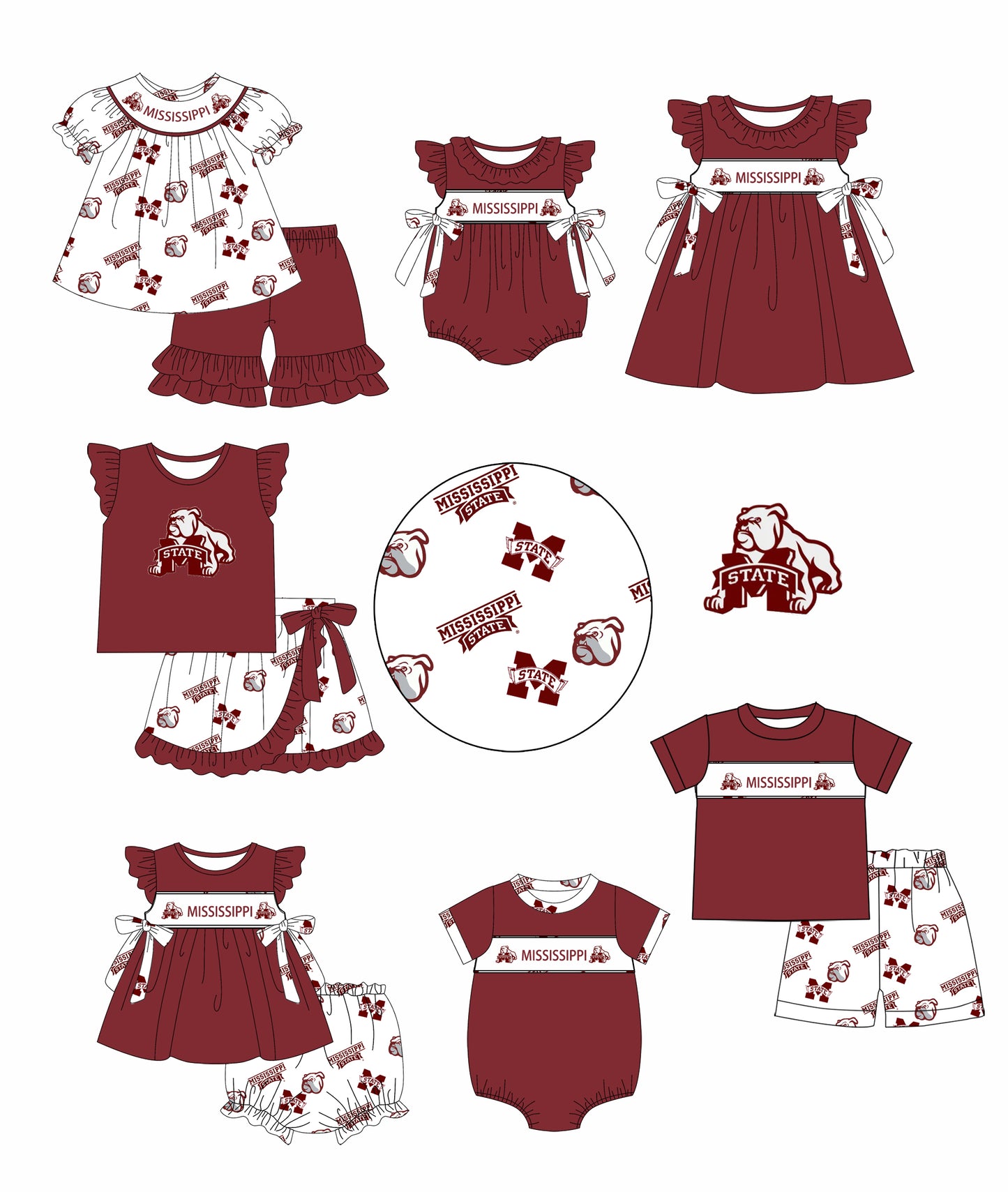 Custom Moq 3 Football Item Mississippi Sibling Clothes