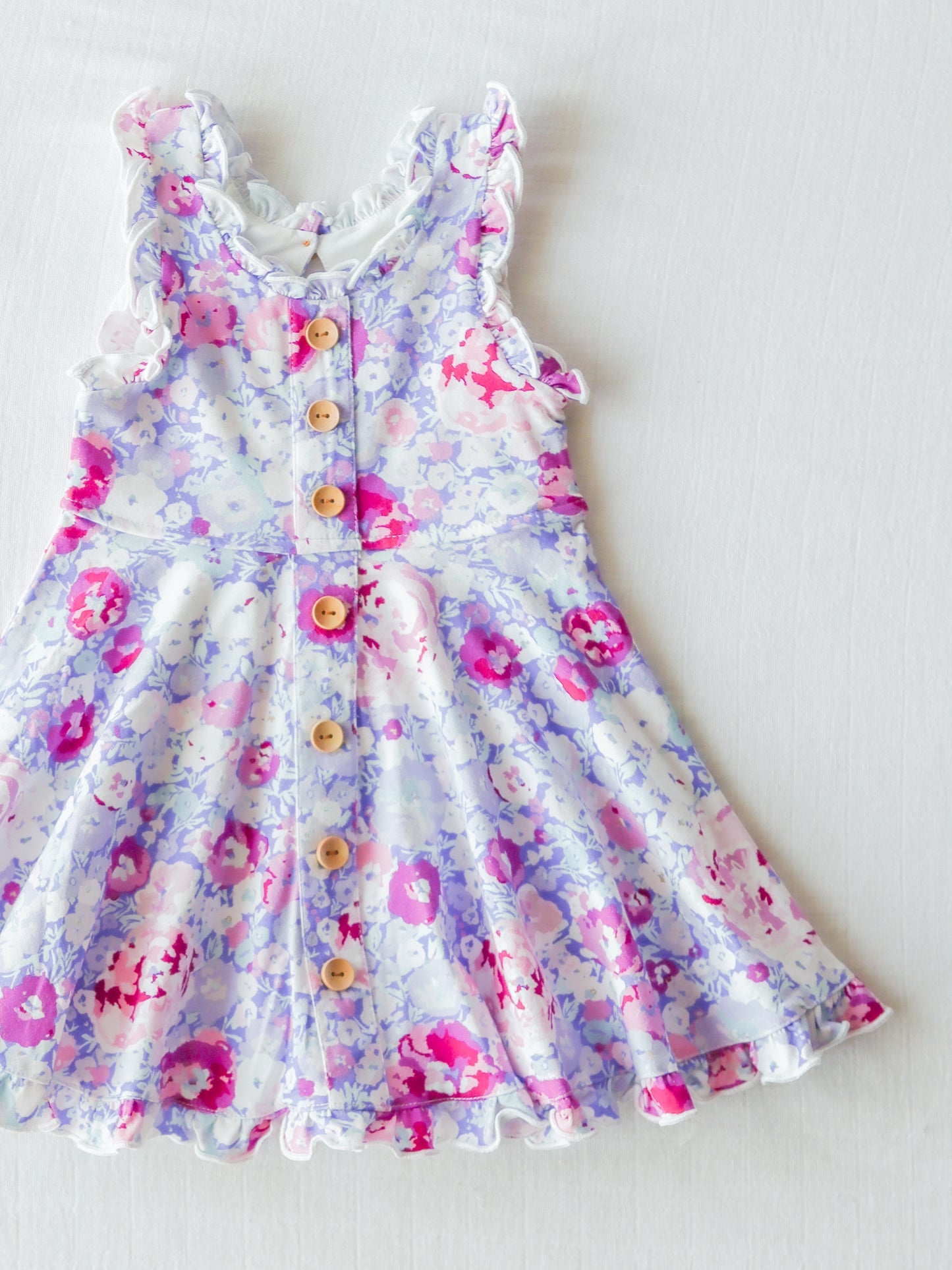 custom purple flowers girls dress Summer (moq 3) tat 6-8 weeks