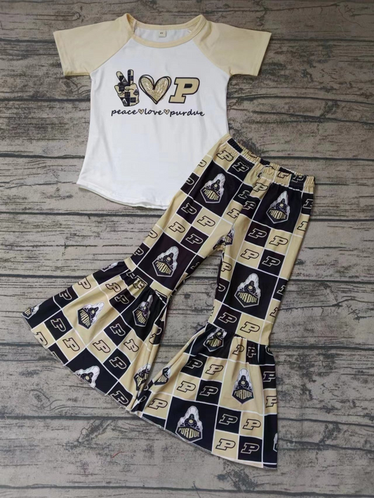 custom S 10.18 Team peace love short sleeve pants girls set