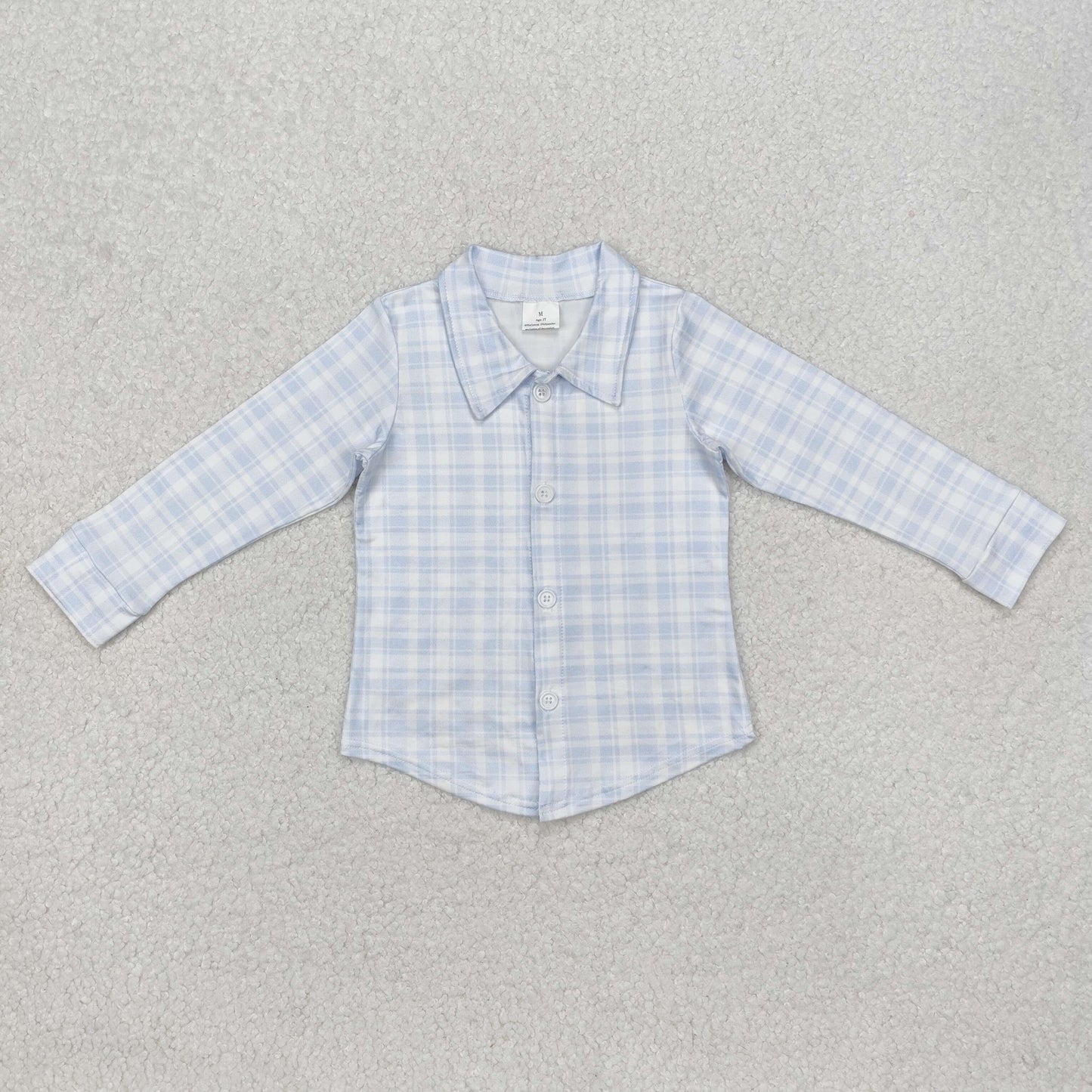 BT1075 blue checkered long sleeve boys top