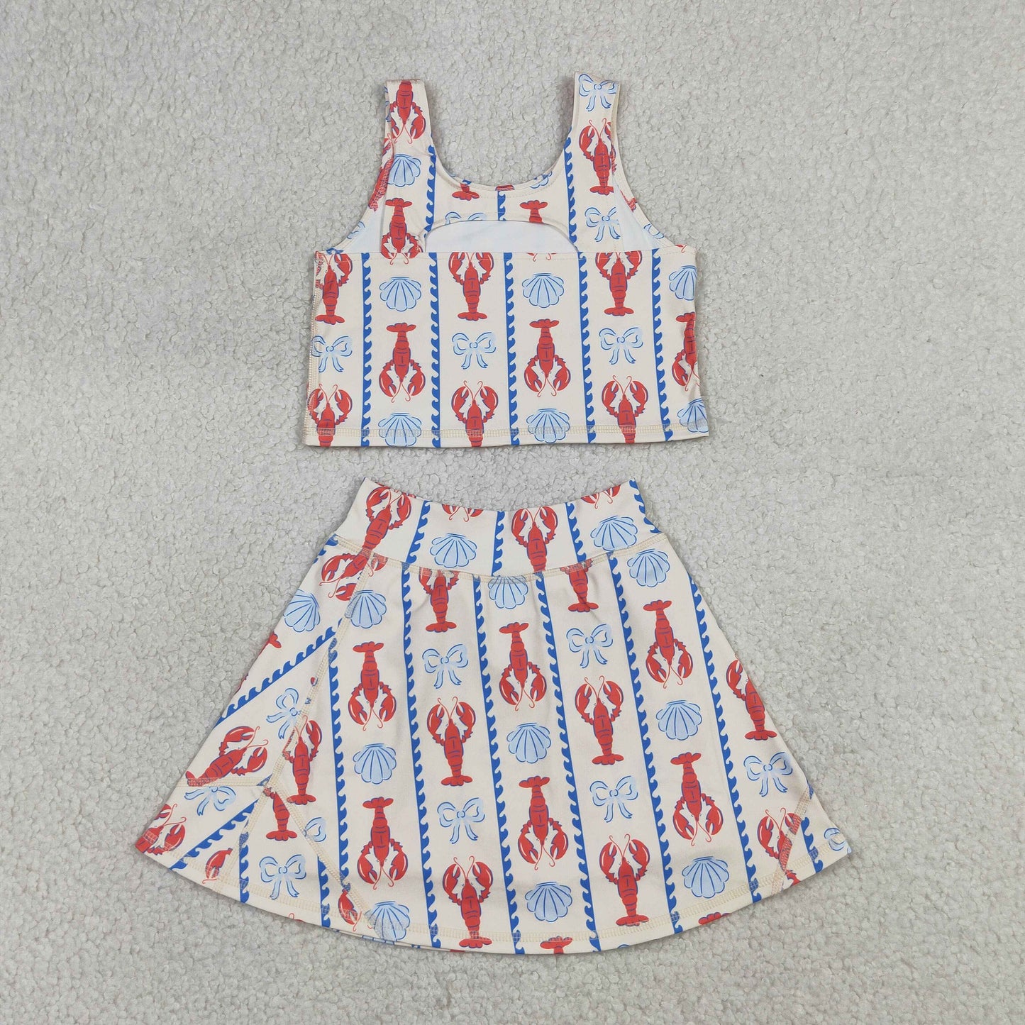 Yoga GSD3626 Crayfish Shell Bows Sleeveless Skorts Girls Set