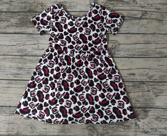 custom S 10.16 Red leopard short sleeve girls dress
