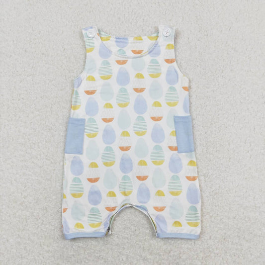 SR0901 Easter colorful egg blue boys romper