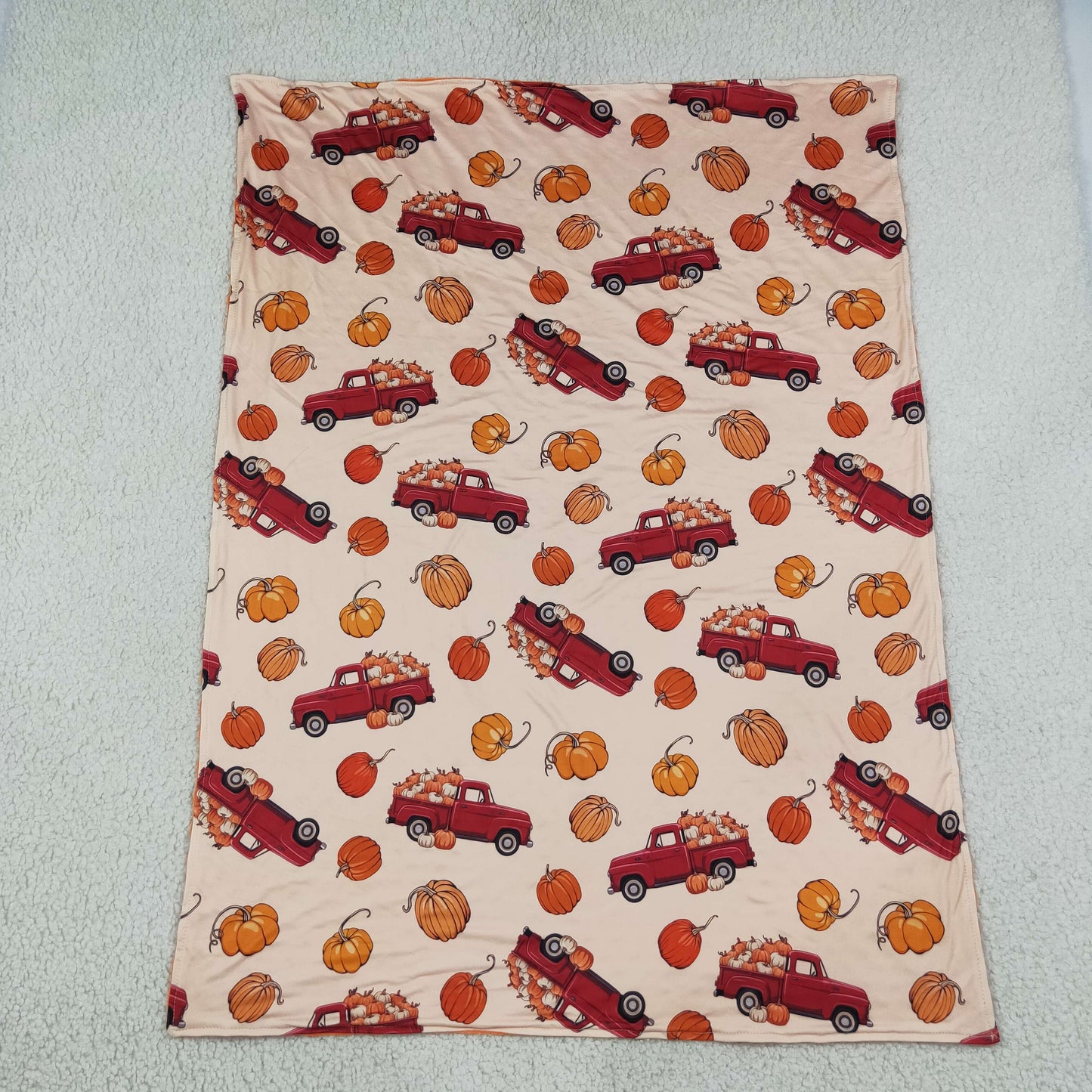 BL0289 Pumpkin Truck Orange Baby Blanket