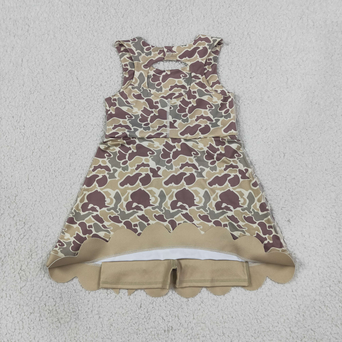 GSD4228 Yoga Camo Bows Skorts Sleeveless Girls Set