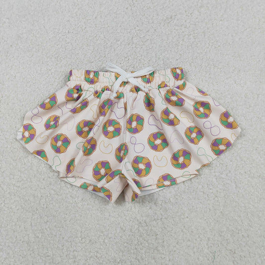 SS0683 yoga Mardi Gras dount girls shorts