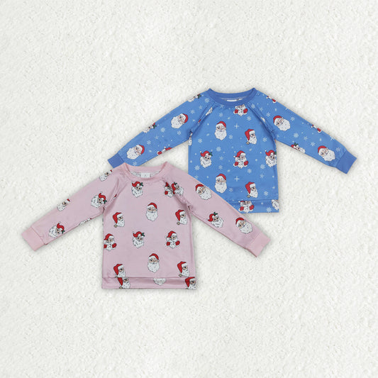 Christmas Santa pink/blue top RTS sibling clothes