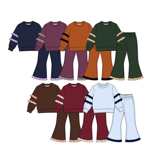 preorder Solid Color Girls Set Sibling Clothes