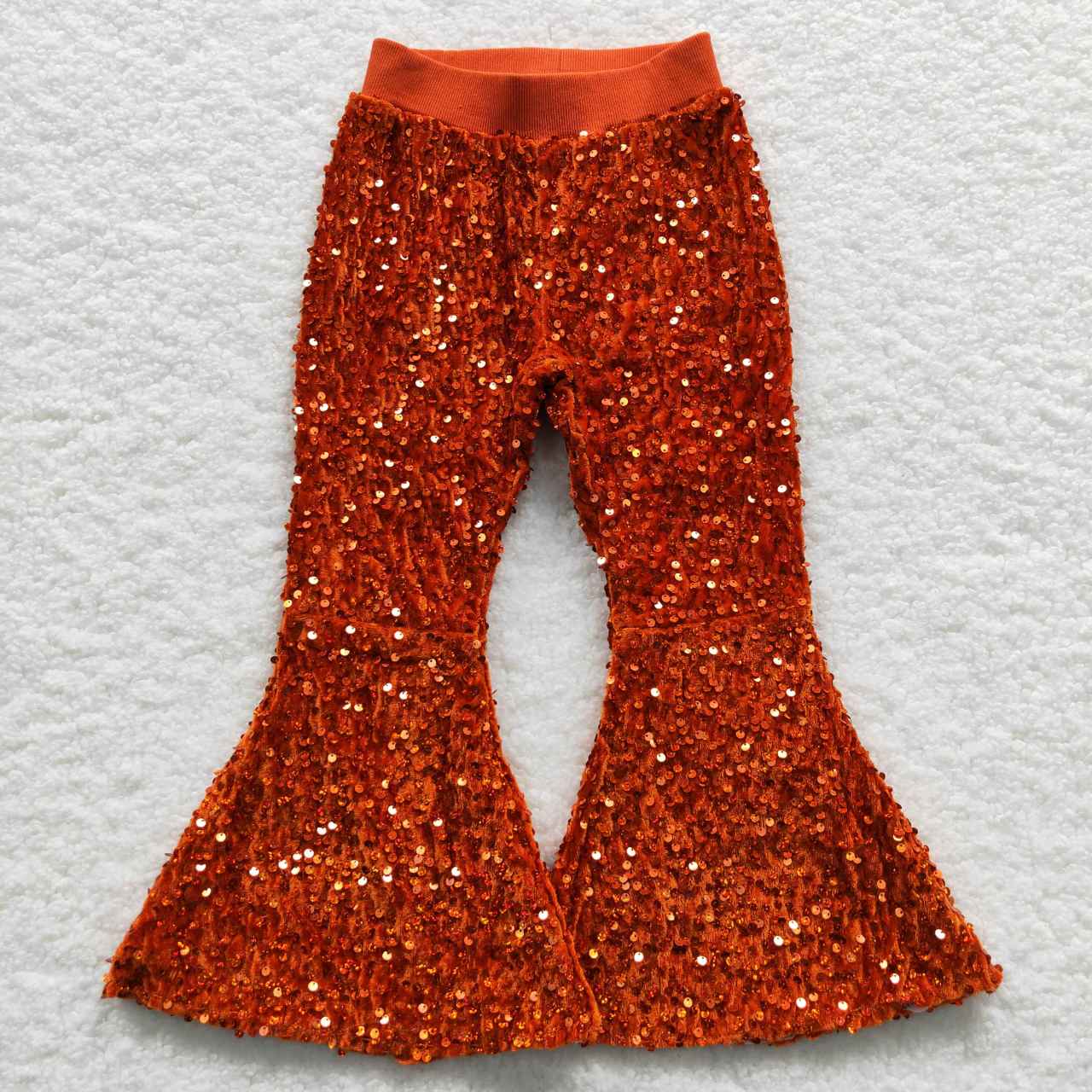 P0147 Orange & Red Sequin Bell-bottom Hot Sale Kids Pants