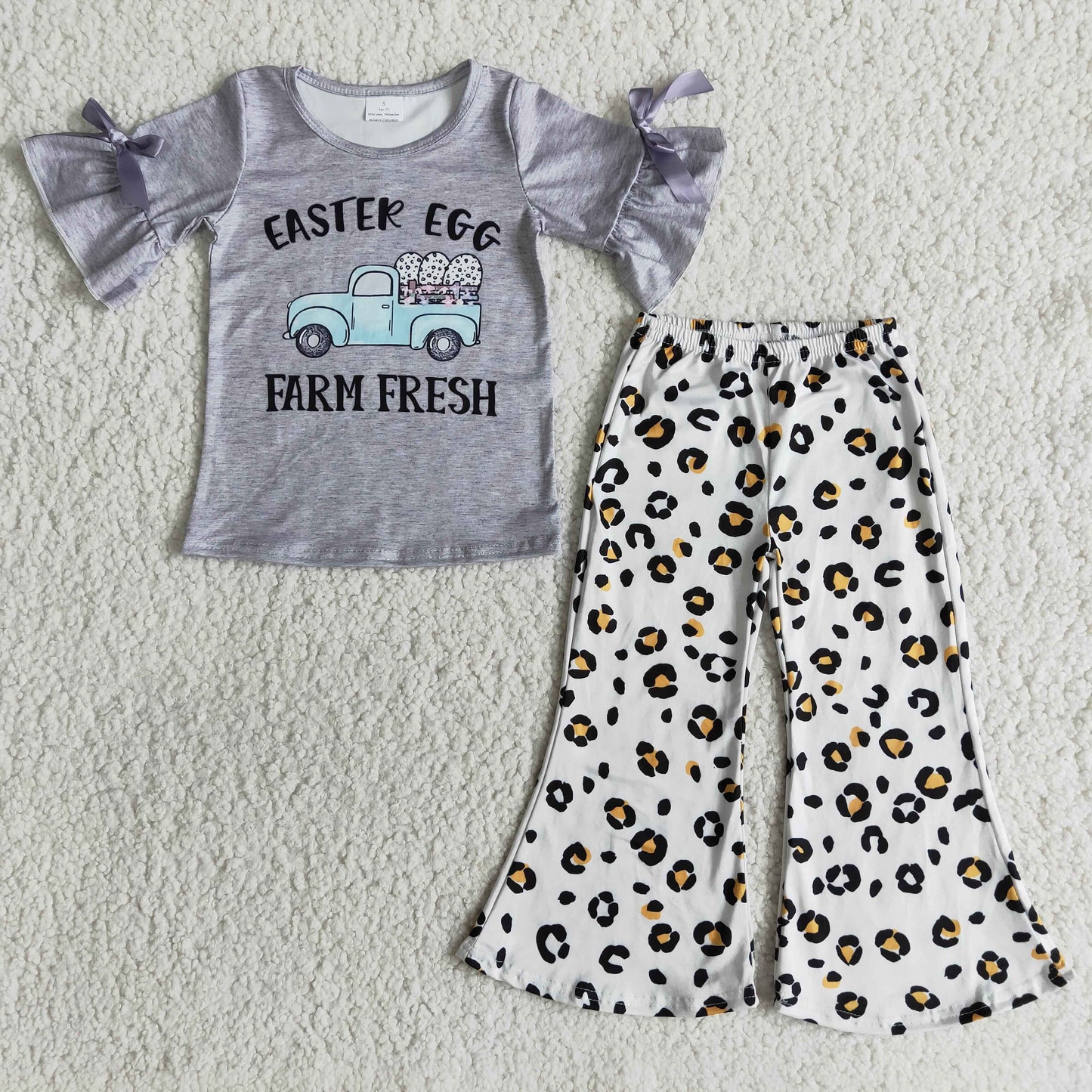 E9-17 Easter Egg Farm Fresh Leopard Print Girls Outfits