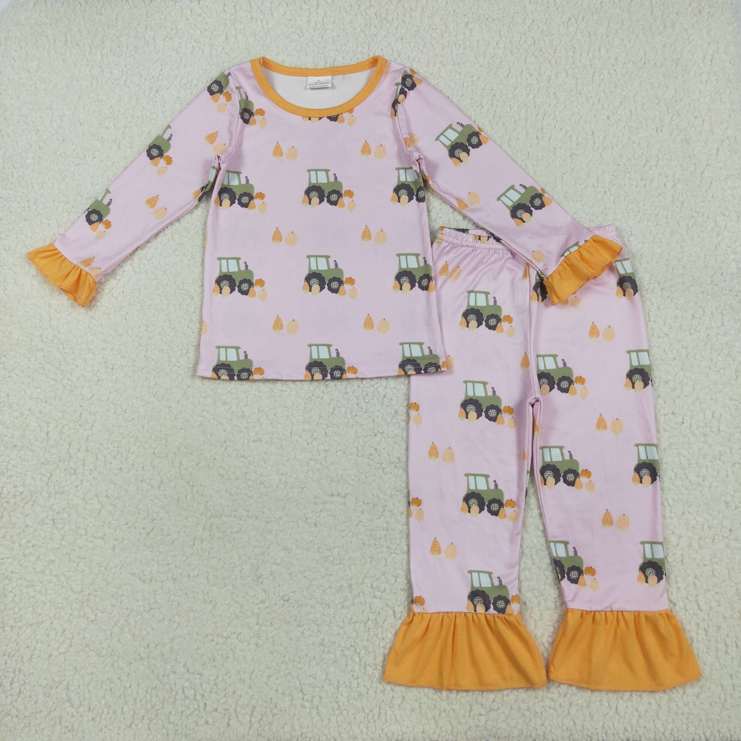 Farm tracktor pumpkin pajamas/romper RTS Sibling Clothes