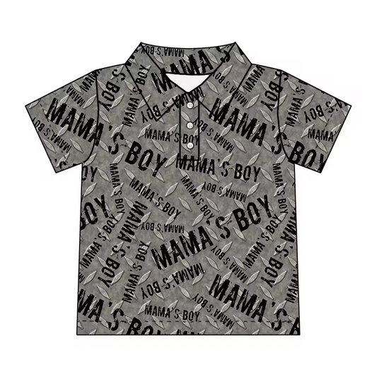 custom style mama's boy grey short sleeve boys top