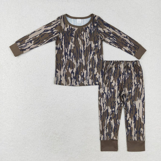 BLP0707 bamboo green camo long sleeve pants boys pajamas