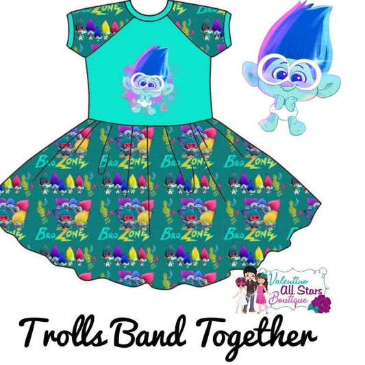 custom S 9.22 Cartoon green short sleeve girls dress