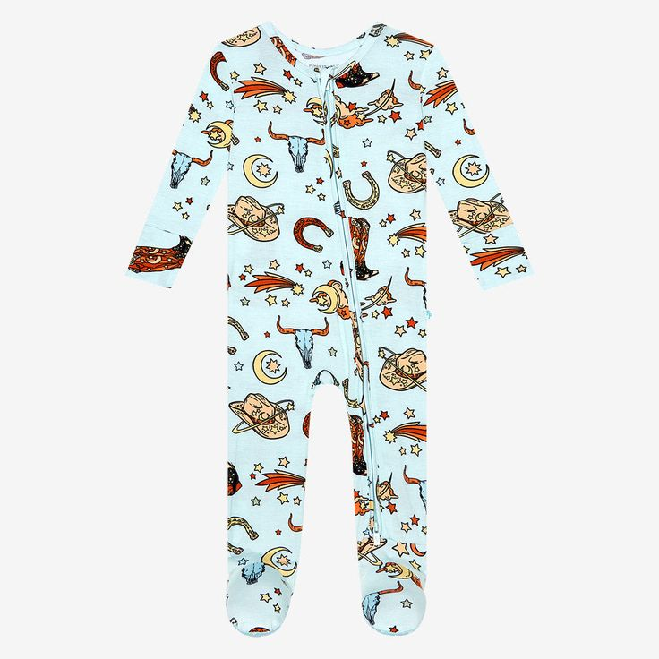 preorder LR0720 Western horse shoe boot blue long sleeve kids romper