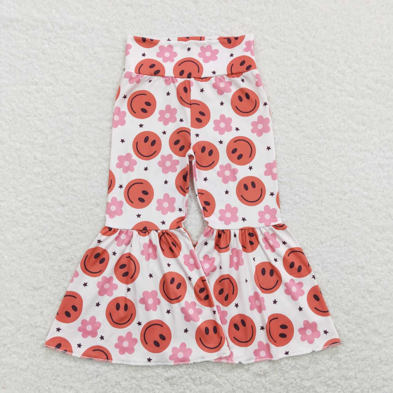 P0363 Smile flowers pink milk silk girls pants