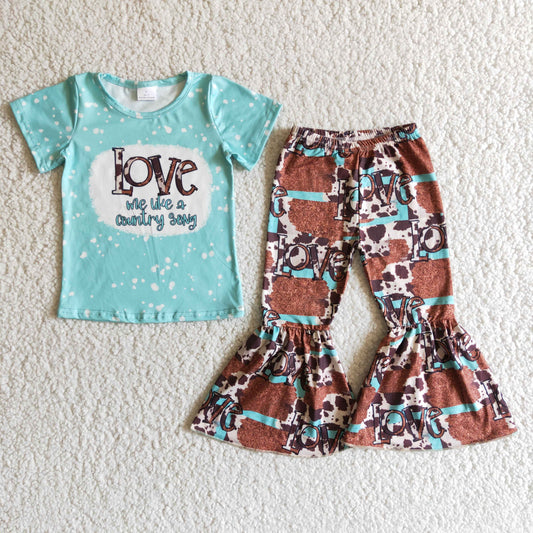 B10-25 Blue Bleach Design Love Heifer Kids Clothes