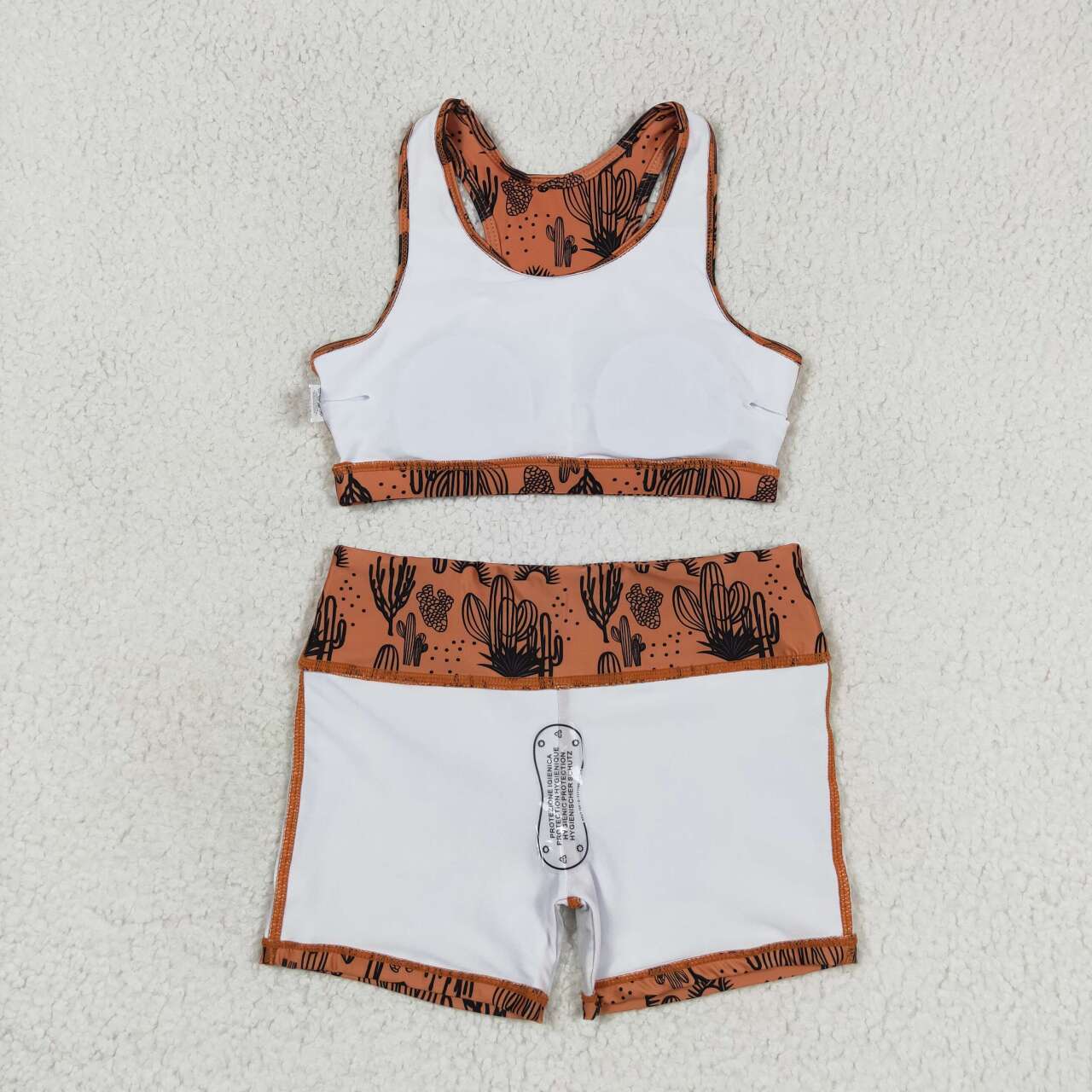 GSSO0902 cactus brown racer crop tanks shorts girls set