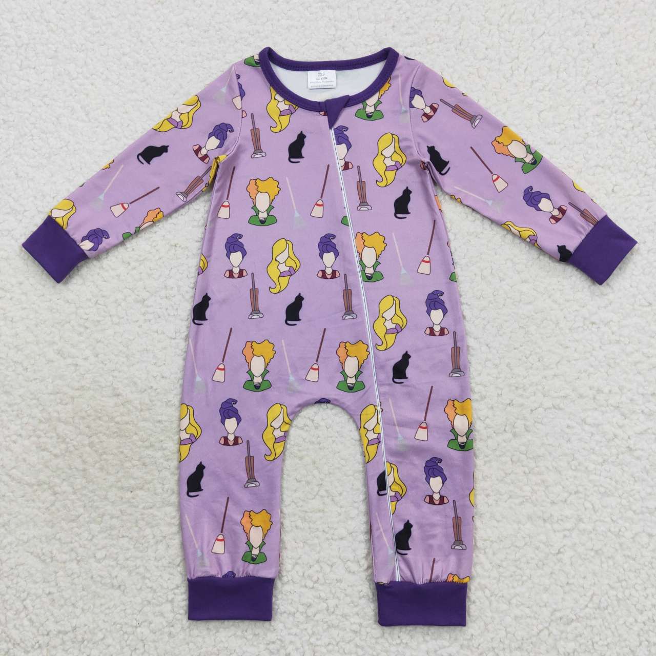 LR0514 Halloween sorceress purple long sleeve kids romper