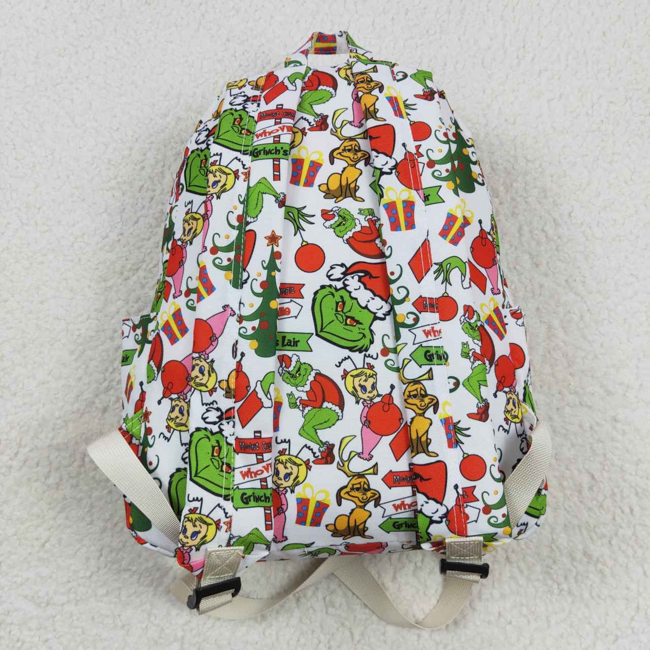 BA0138 Christmas green face frog kids bag