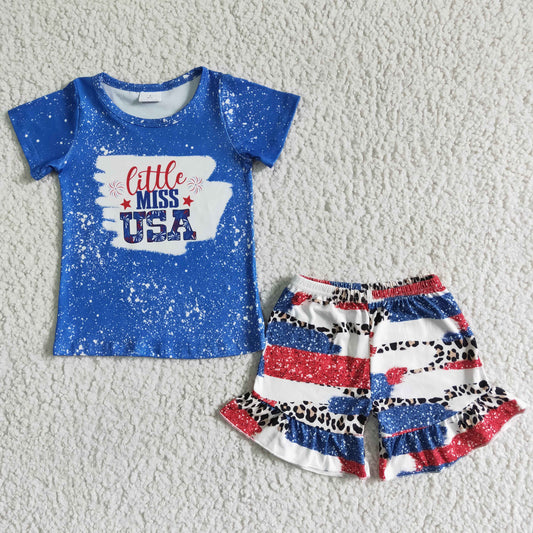 NC0005 4th Of July Little Miss Usa Baby Girls Set