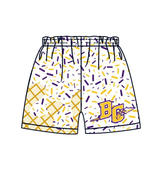 custom moq 3 milk silk BC purple yellow ice football team boys shorts