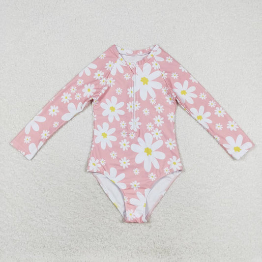 S0244 Flowers pink girls swimsuits