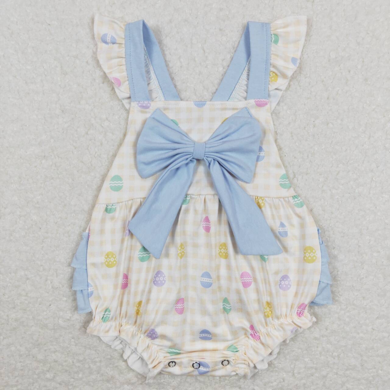 SR0656 Easter egg blue flutter sleeve girls romper