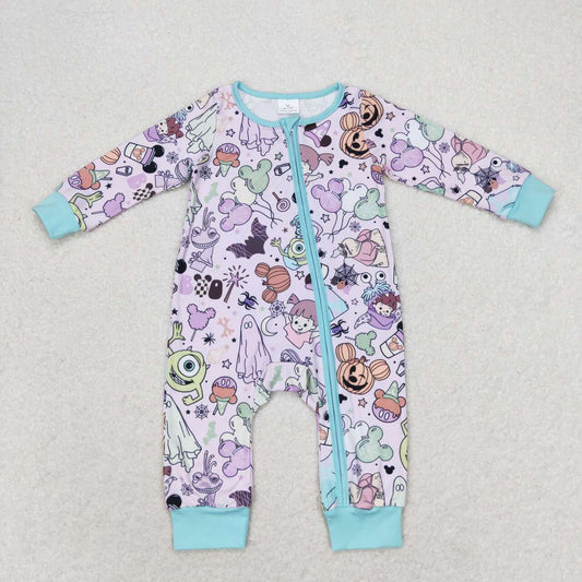 LR0969 cute animals monster long sleeve girls zipper romper