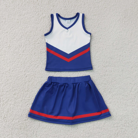 GSD4202 Yoga Navy Blue Sleeveless Skorts Girls Set