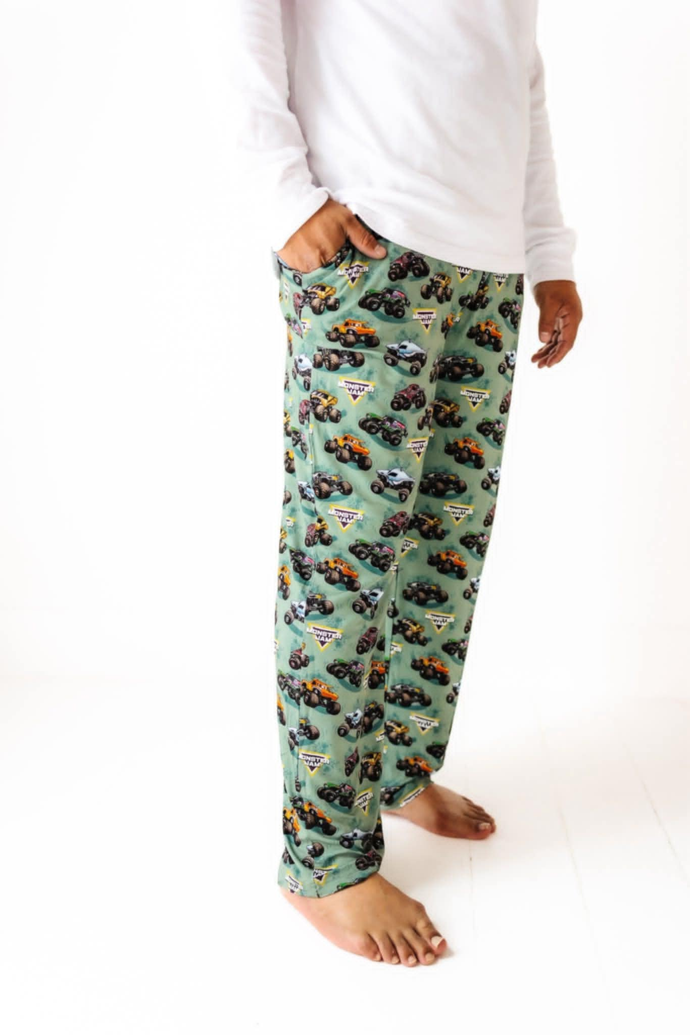 custom cartoon car long sleeve green pants adult man pajamas