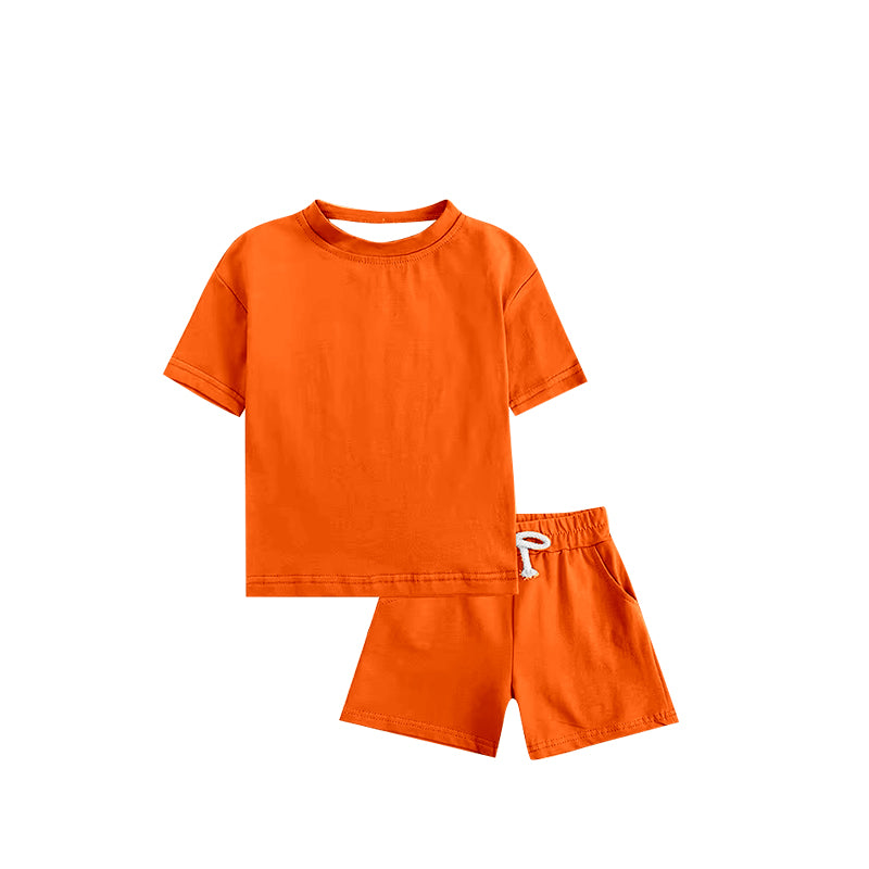 custom orange short sleeve shorts boys set