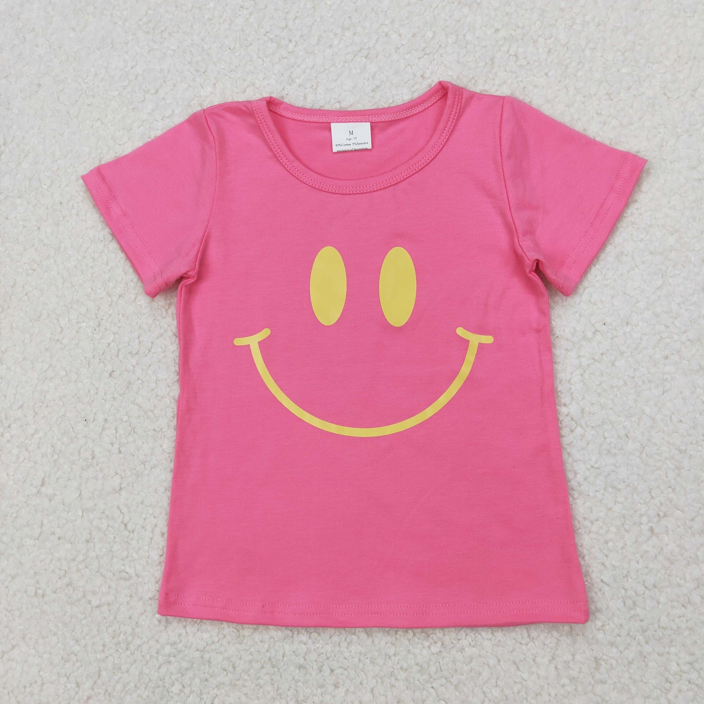 USA SHOP GT0959 smile hot pink short sleeve girls top