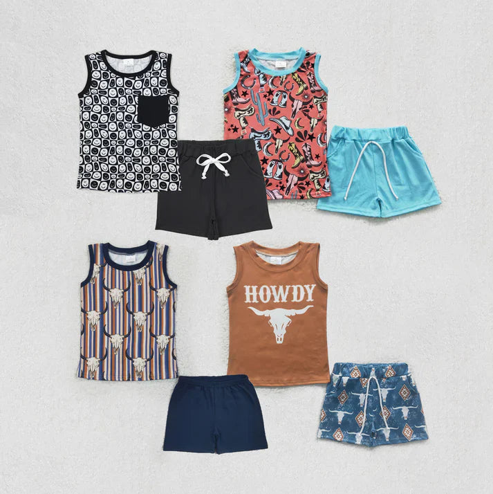 smile/Western cowboy boys set Sibling Clothes RTS