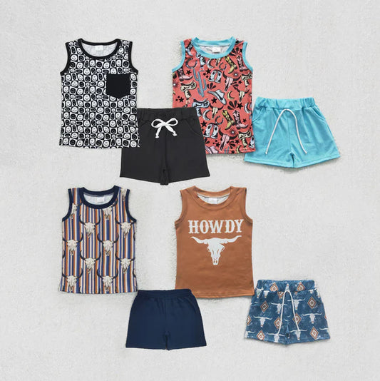 smile/Western cowboy boys set Sibling Clothes RTS