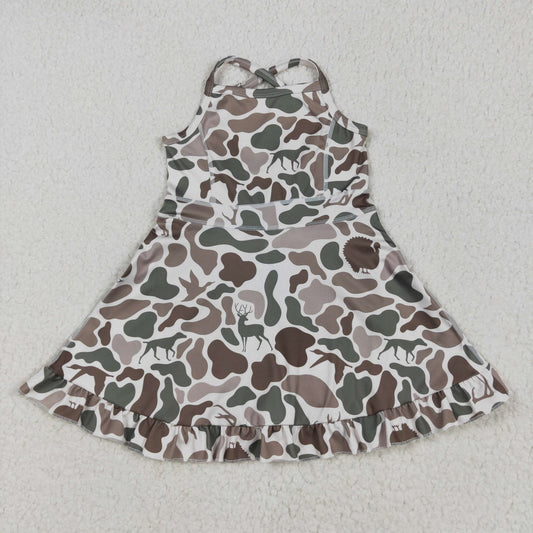 GSD4117 hunting camo deer mallard duck camo yoga girls dress with shorts