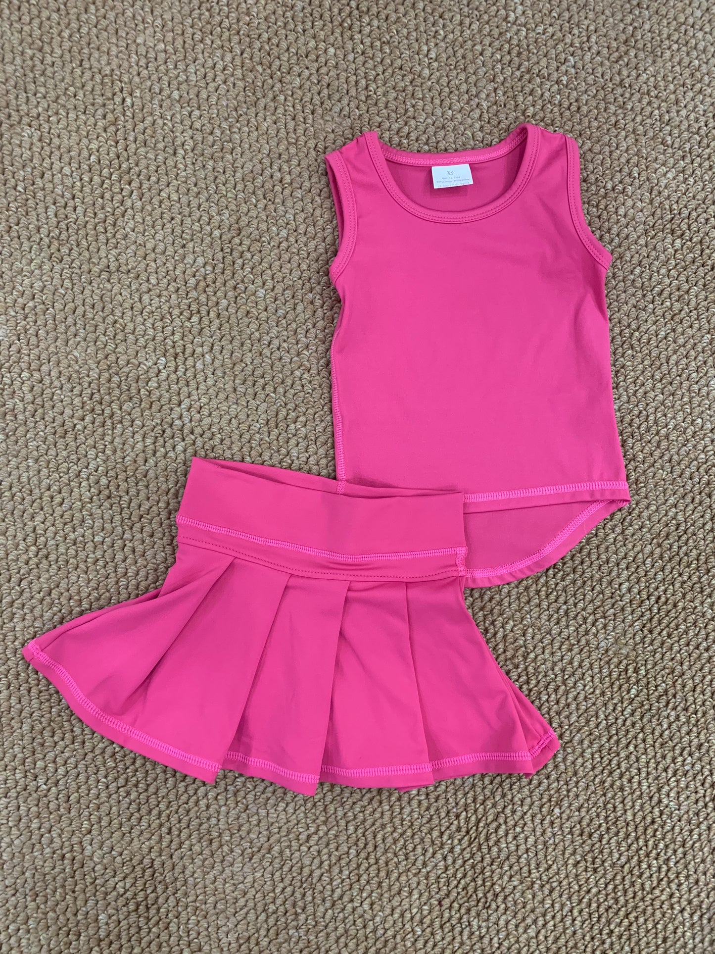 yoga hot pink sleeveless skirt skort girls set