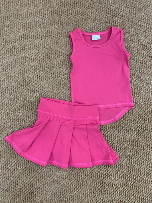 yoga hot pink sleeveless skirt skort girls set