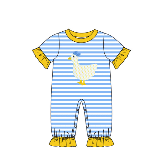 preorder SR0558 Cute duck blue striped short sleeve girls romper