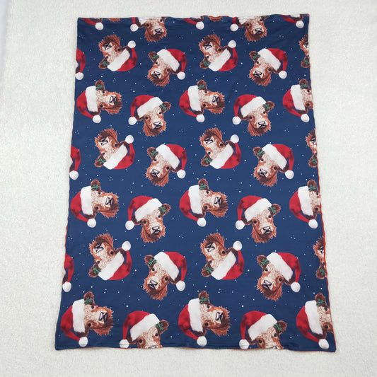 BL0088 Western cow navy baby blanket
