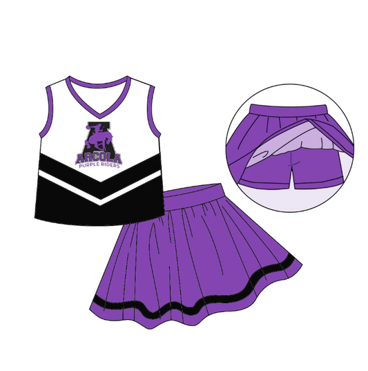 Custom S 8.11 Team cheerleaders black & purple girls dress