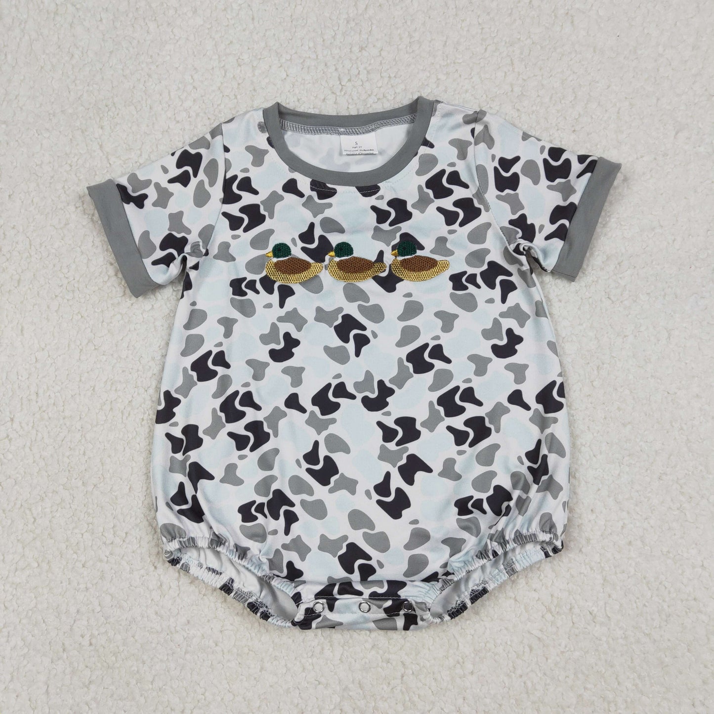 SR3571 Hunting Mallard Duck Camo Short Sleeve Boys Romper