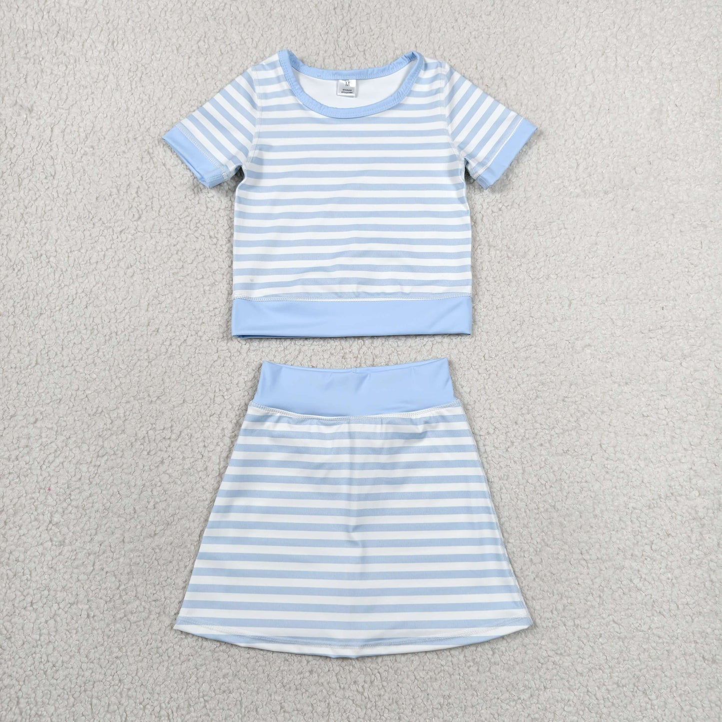 preorder GSD4162 Yoga Blue Striped Short Sleeve Skorts Girls Set