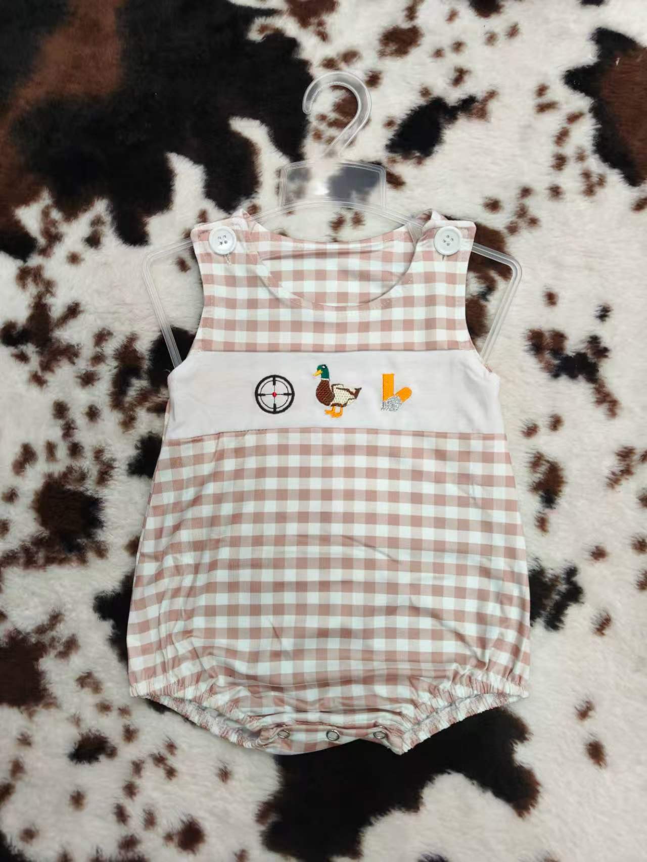 Embroidery Hunting Style Boys Romper RTS Sibling Clothes